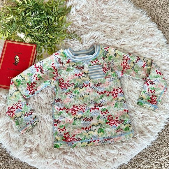 Hanna Andersson Other - Hanna Andersson Colorful Floral Stripe Long Sleeve Rashgaurd Swim Top Girls Sz 5